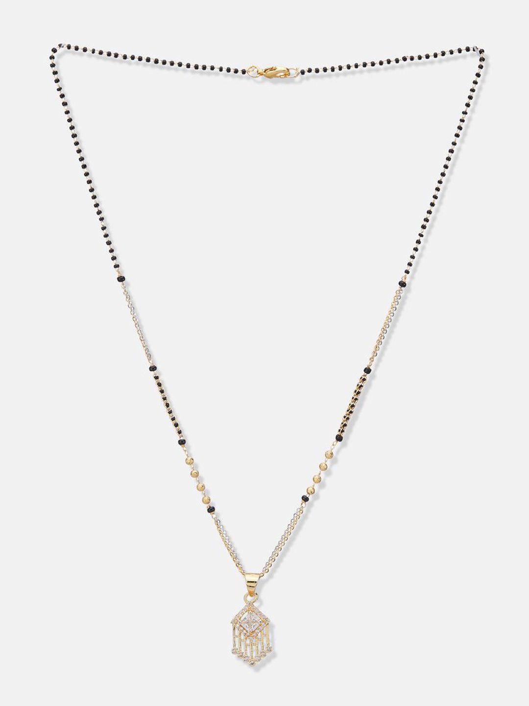 ATIBELLE Set Of 2 Rose Gold-Plated Cubic Zirconia Studded Mangalsutras