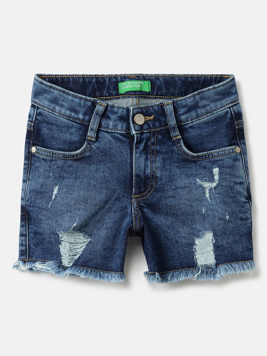 United Colors of Benetton Girls Regular Fit Mid-Rise Denim Shorts
