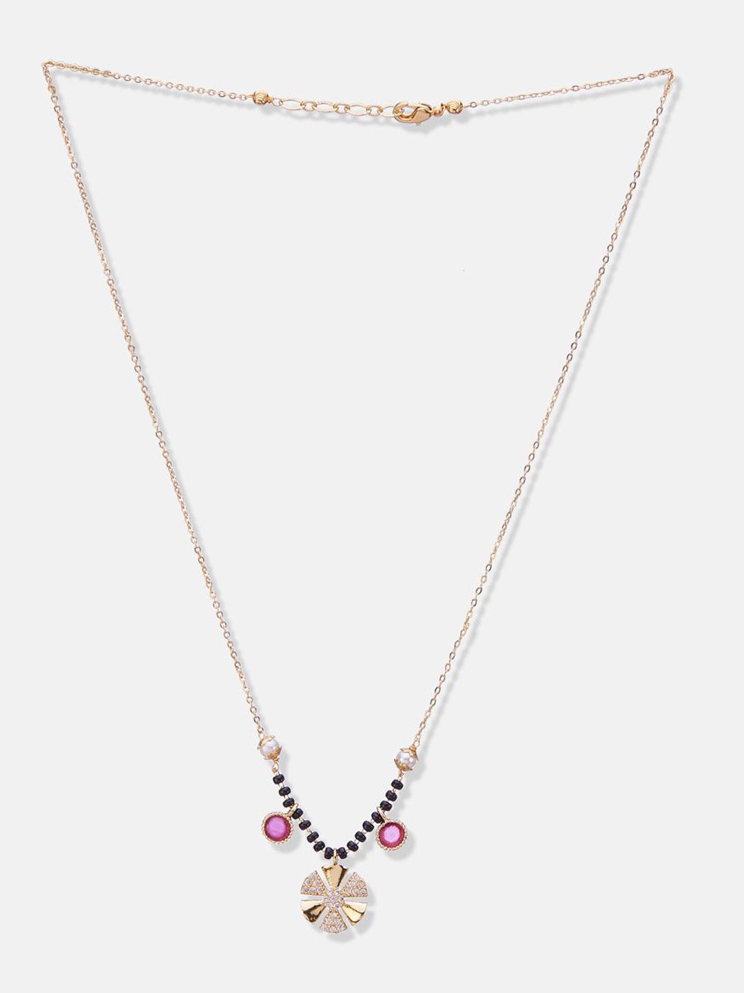ATIBELLE Set of 2 Rose Gold & Gold-Plated Cubic Zirconia Studded & Beaded Mangalsutras