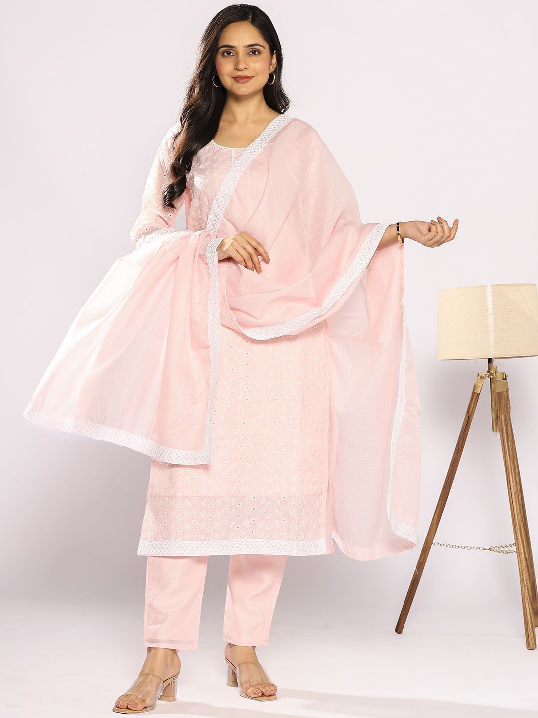 Varanga Women Floral Embroidered Regular Thread Work Kurta with Trousers & With Dupatta-picture-34