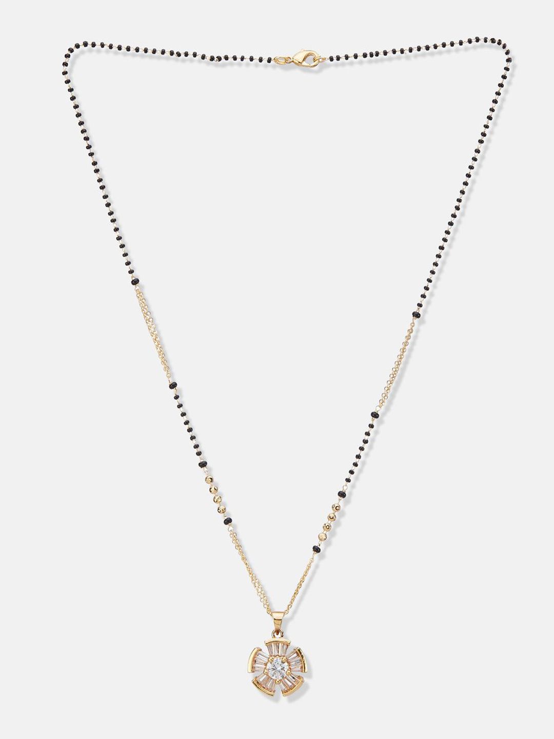 ATIBELLE Set of 2 Gold & Silver-Plated Cubic Zirconia Stone Studded & Beaded Mangalsutras
