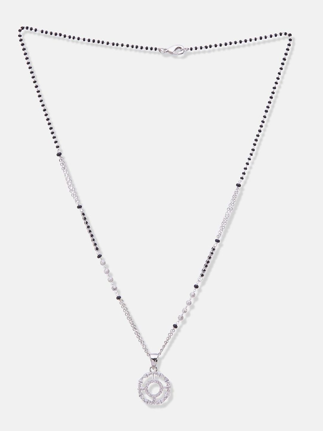 ATIBELLE Set of 2 Gold & Silver-Plated Cubic Zirconia Stone Studded & Beaded Mangalsutras