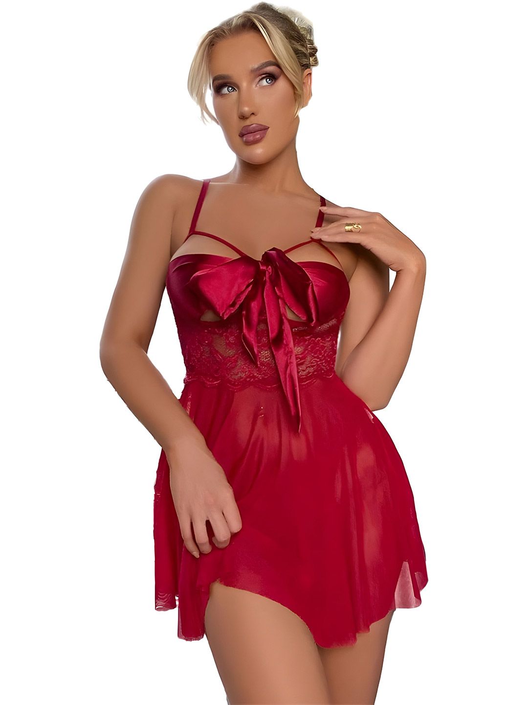 Ucollection V Neck Baby Doll Nightdress-picture-56