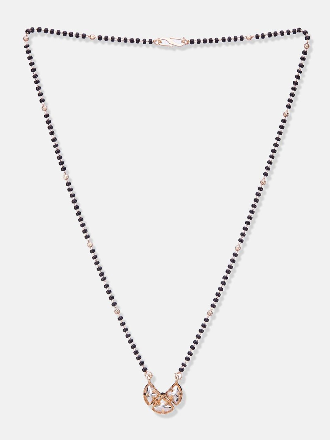 ATIBELLE Set Of 2 Rose Gold-Plated Cubic Zirconia Studded Mangalsutras
