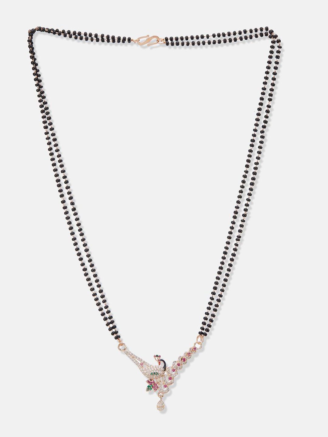 ATIBELLE Set of 2 Rose Gold & Gold-Plated Cubic Zirconia Studded & Beaded Mangalsutras