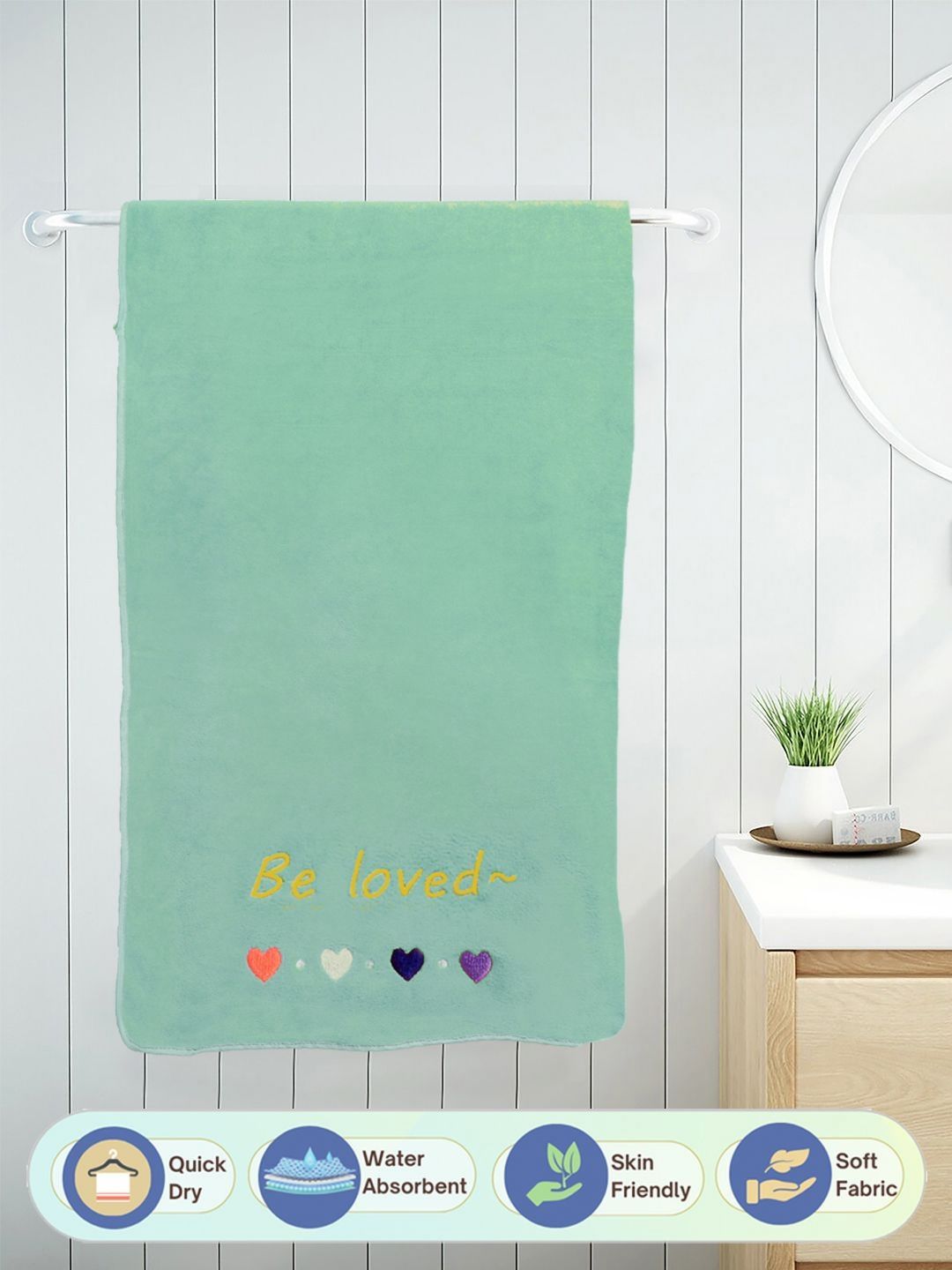 Myntra Elegant Homes Green Cotton 420 GSM Bath Towel-picture-34