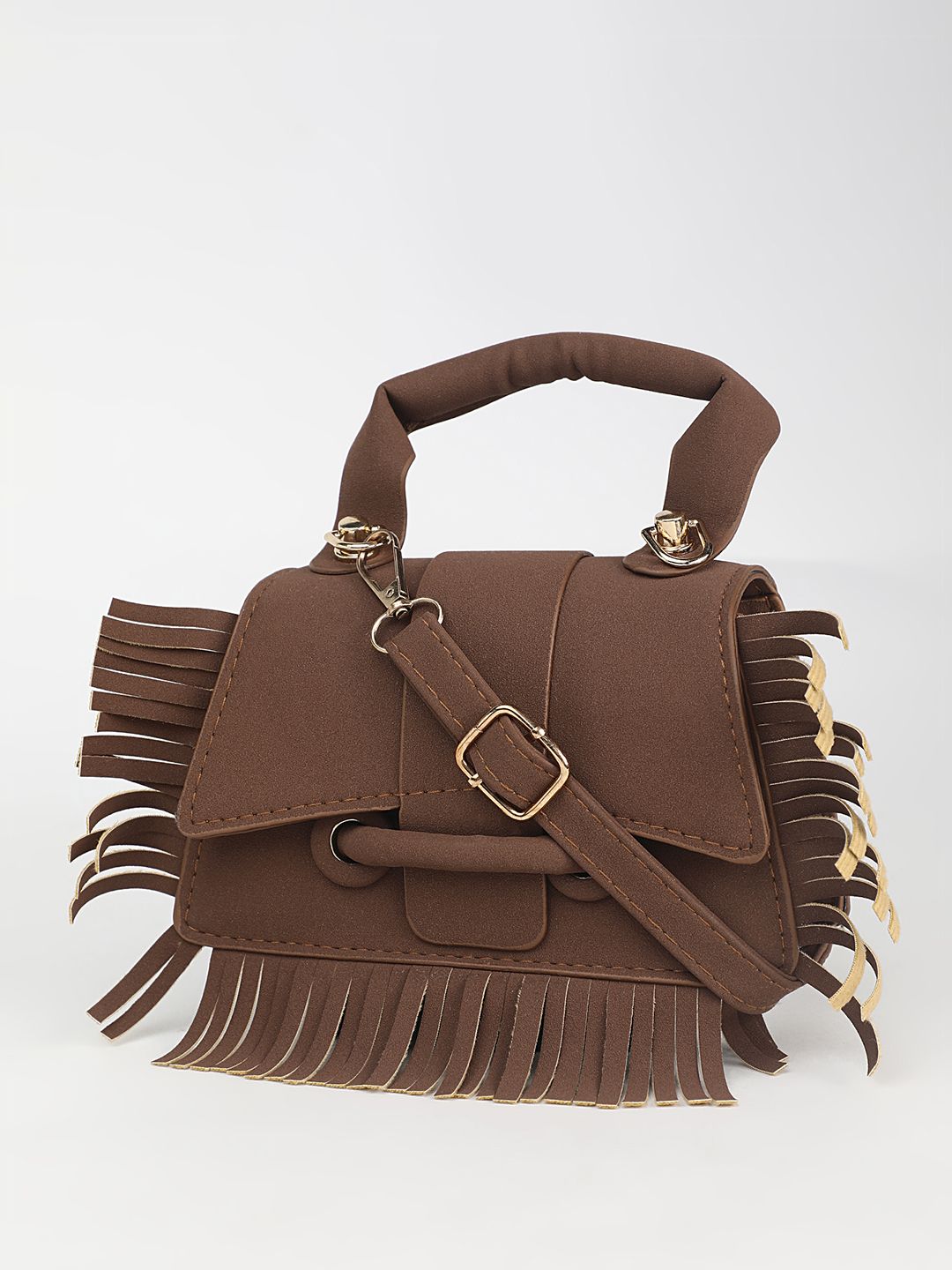 LULU & SKY Women Solid Structured Fringed Sling Bag-image-37