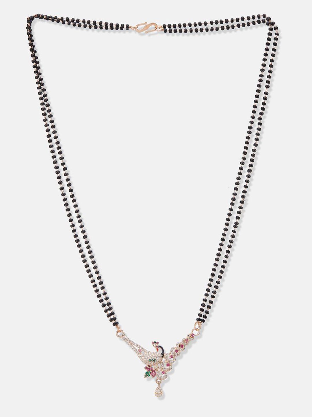 ATIBELLE Set Of 2 Rose Gold-Plated Cubic Zirconia Studded Mangalsutras