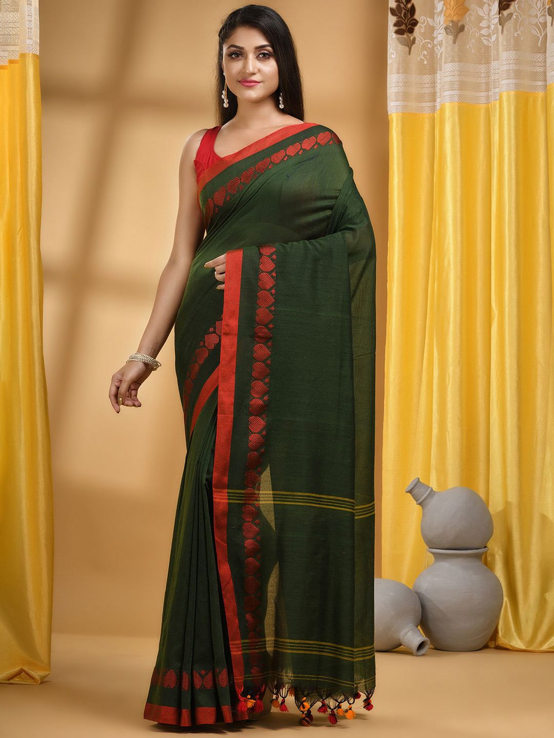 DESH BIDESH Woven Design Pure Cotton Taant Saree-picture-32