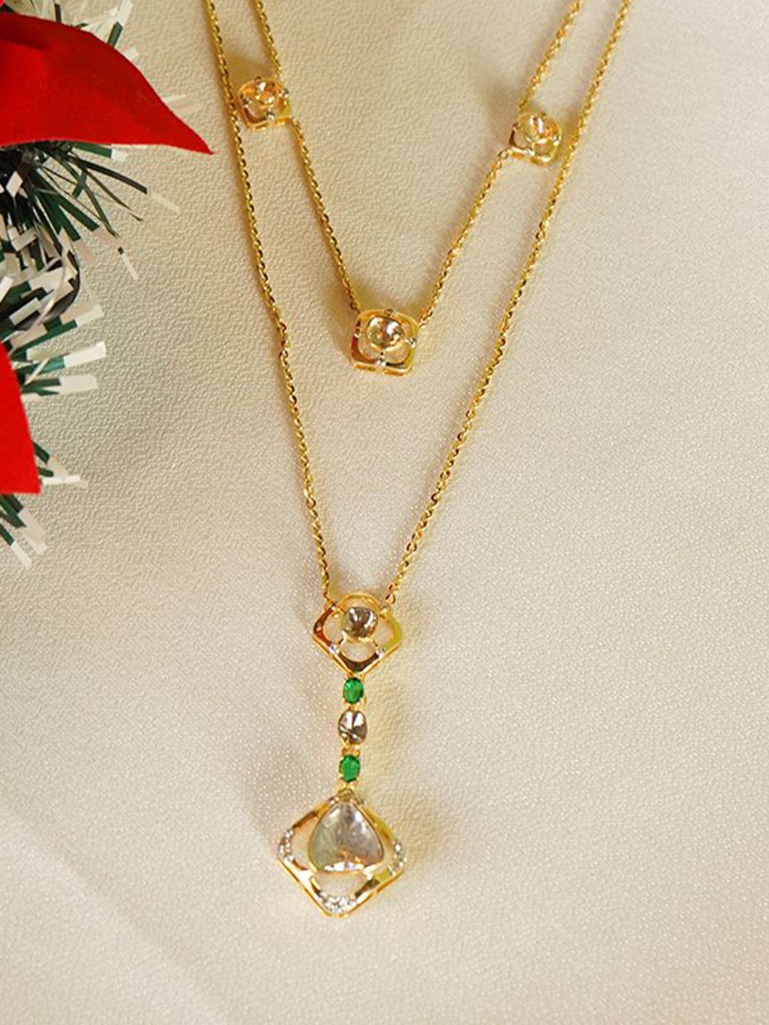 laa polky stories by raniwala Polki Stories By Raniwala 14KT Twilight Tier Diamond Necklace - 0.311 ct-picture-56