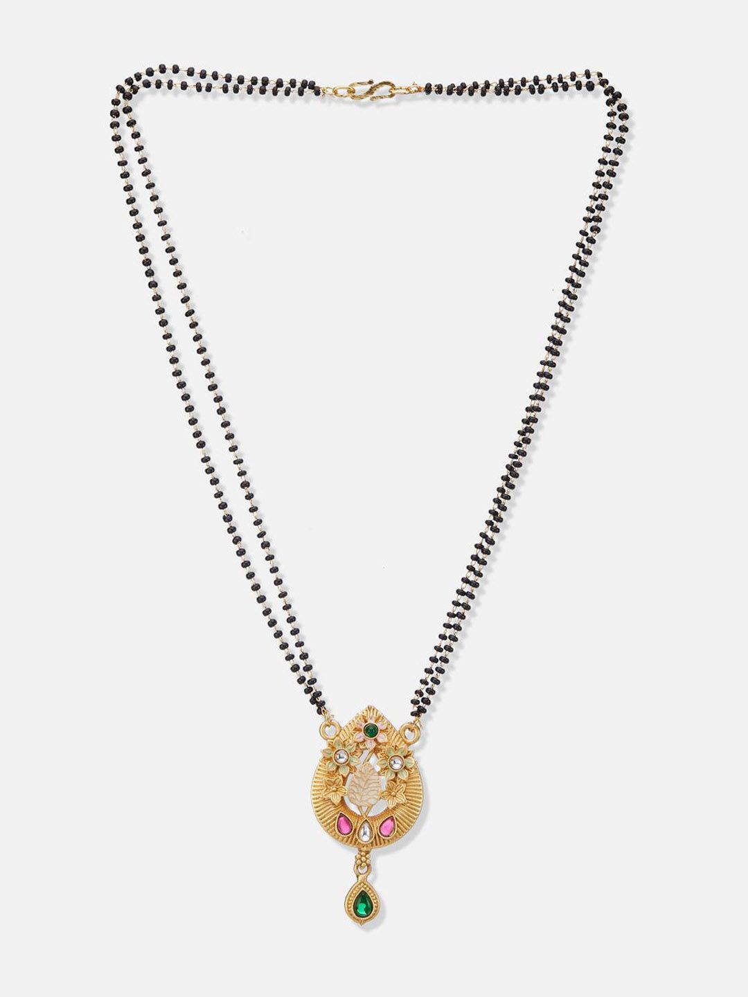 ATIBELLE Set of 2 Gold & Silver-Plated Cubic Zirconia Stone Studded & Beaded Mangalsutras