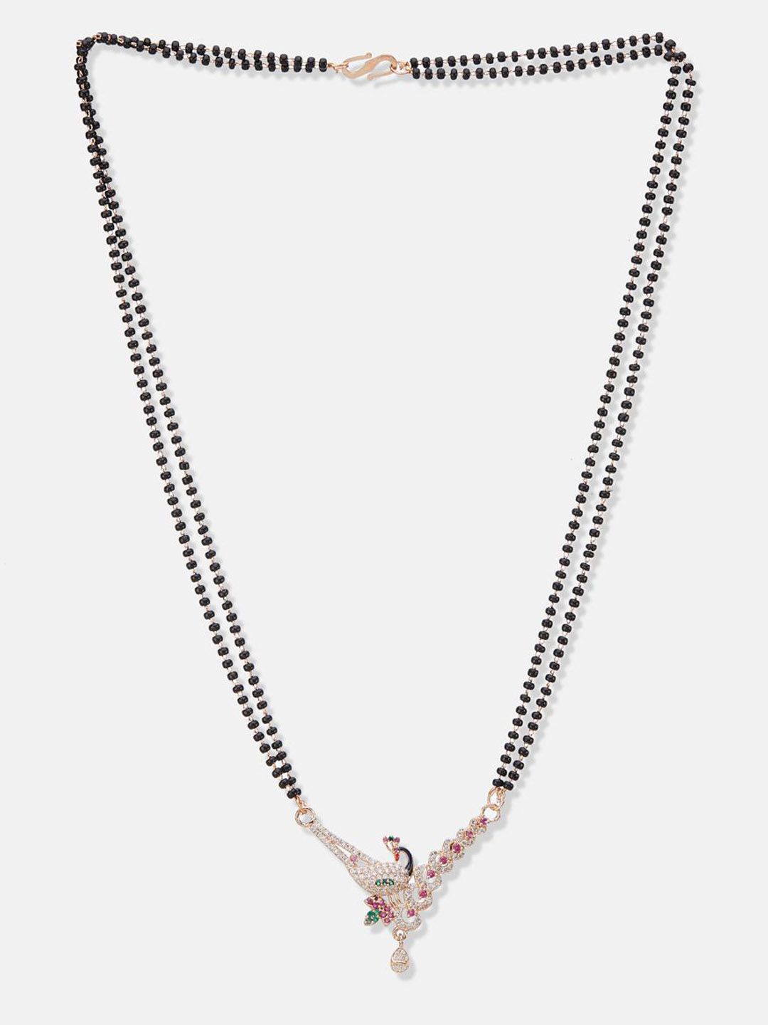 ATIBELLE Set Of 2 Rose Gold-Plated Cubic Zirconia Studded Mangalsutras