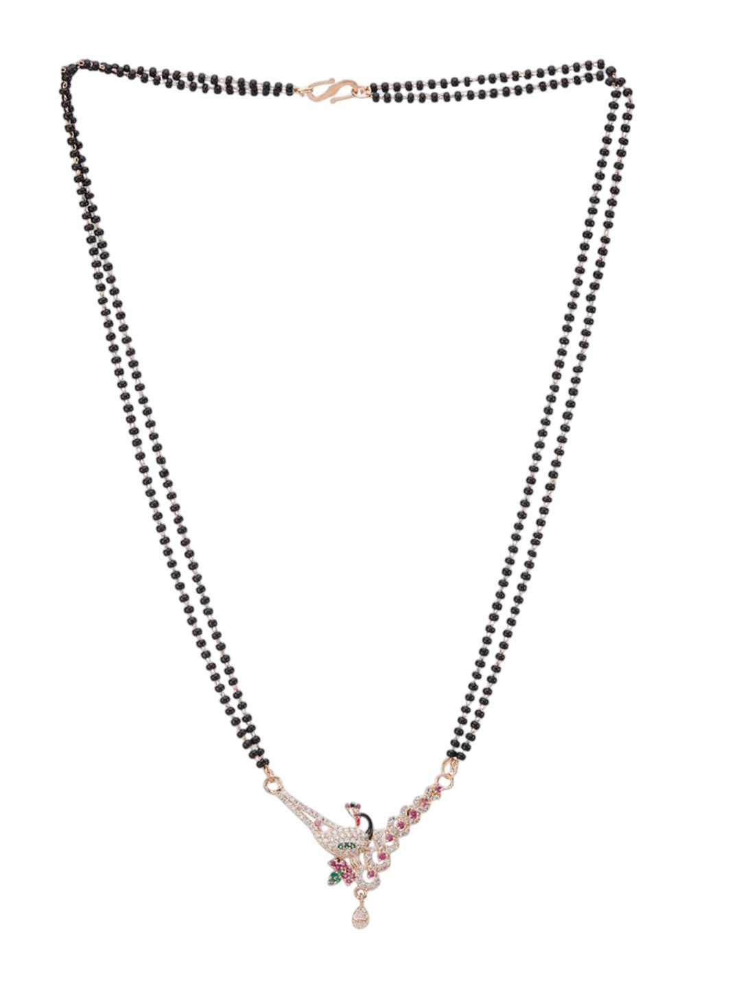 ATIBELLE Set of 2 Rose Gold-Plated Cubic Zirconia Studded & Beaded Mangalsutras