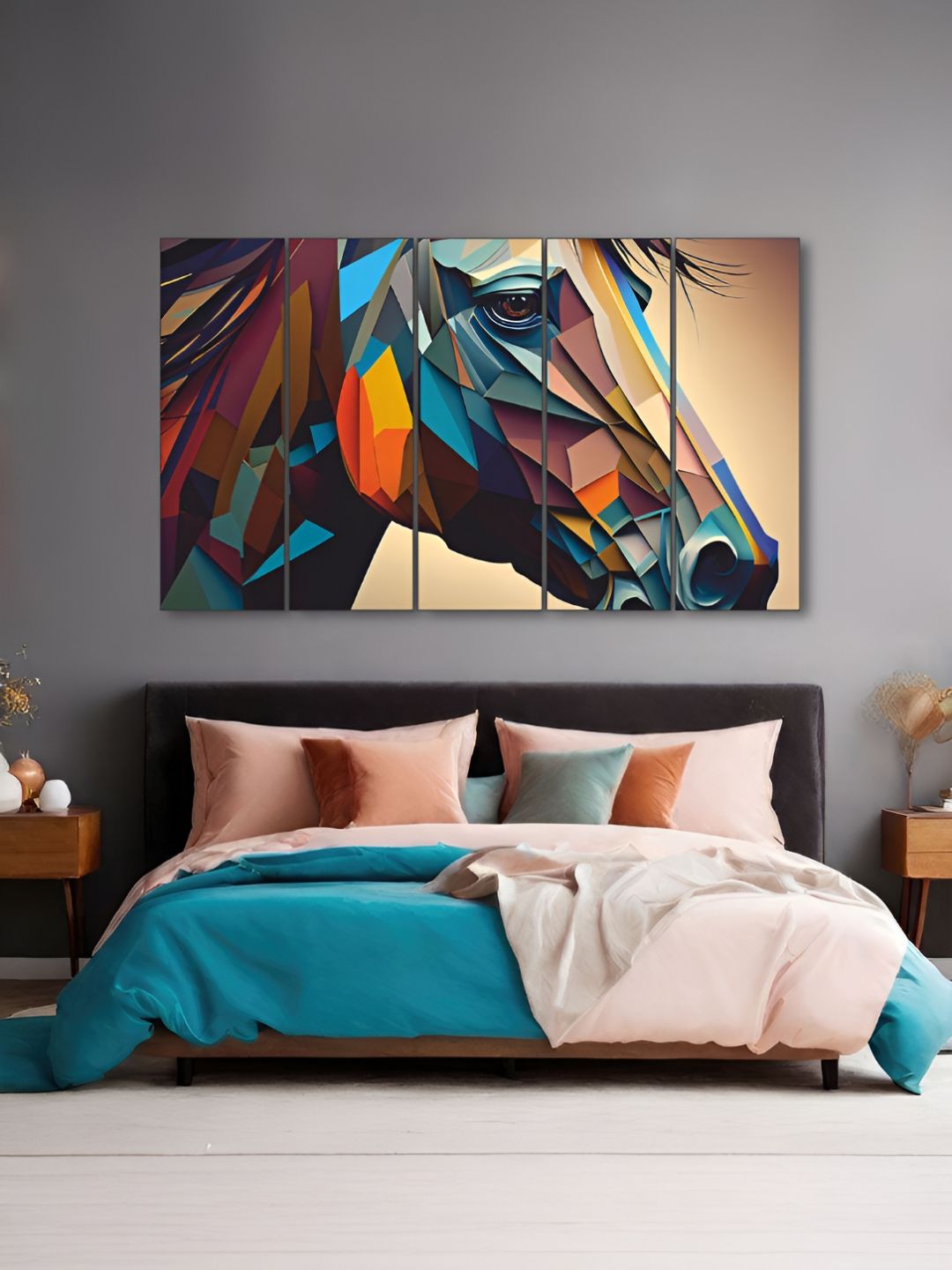 The Castle Decor Brown & Blue 5 Piece Wood Birds and Animals Wall Art-picture-38