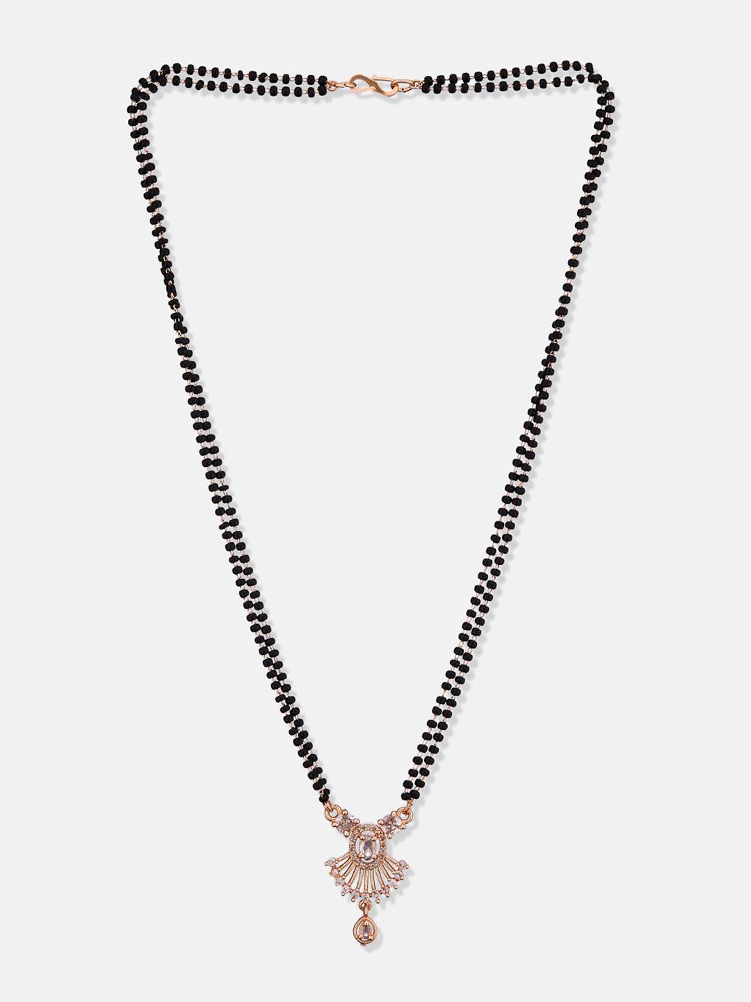 ATIBELLE Set Of 2 Rose Gold-Plated Cubic Zirconia Studded Mangalsutras