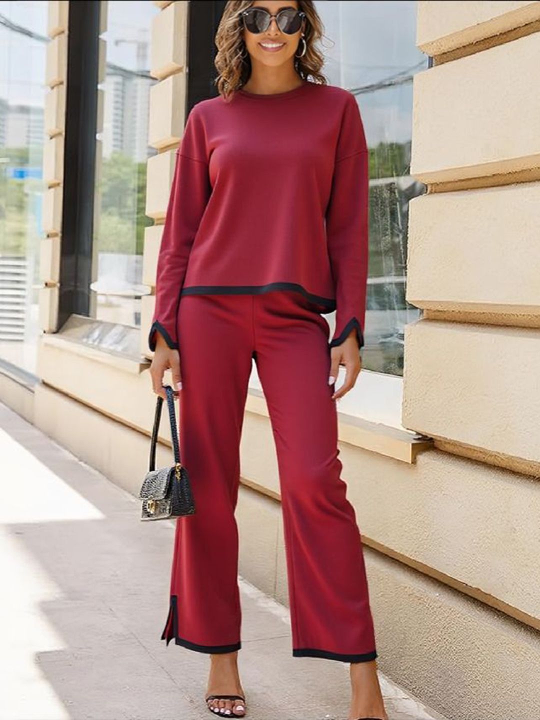 WESTHOOD Round Neck T-Shirt With Trousers Co-Ords