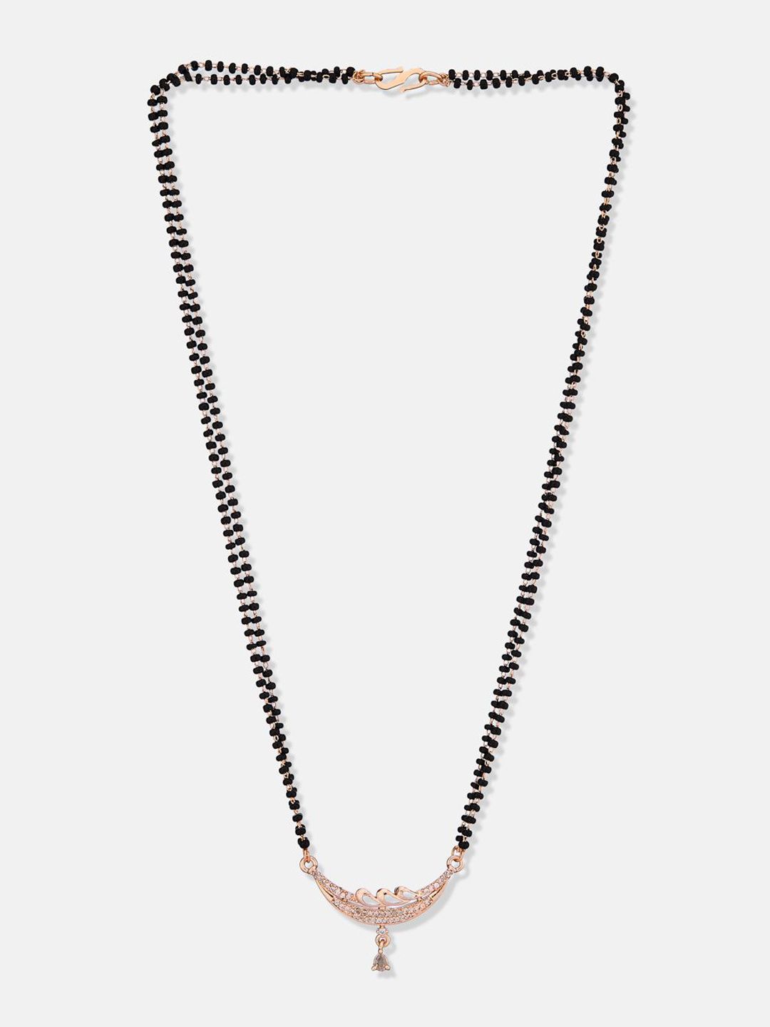 ATIBELLE Set Of 2 Rose Gold-Plated Cubic Zirconia Studded Mangalsutras