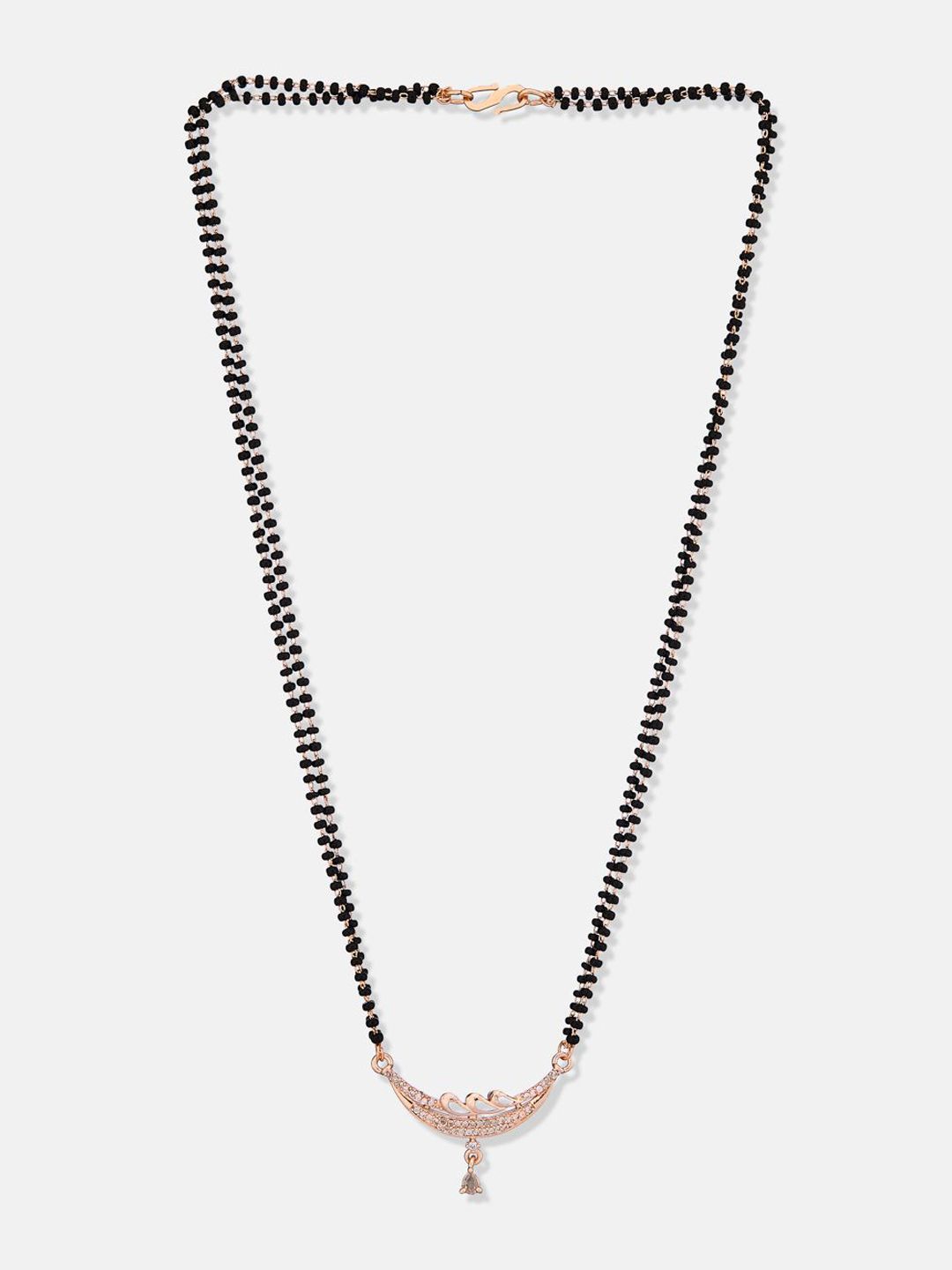 ATIBELLE Set Of 2 Rose Gold-Plated Artificial Stones and Beads Mangalsutra