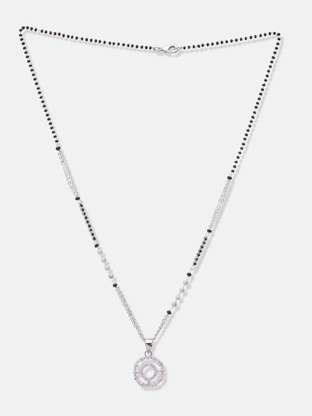ATIBELLE Set of 2 Rose Gold & Silver-Plated Cubic Zirconia Studded & Beaded Mangalsutras