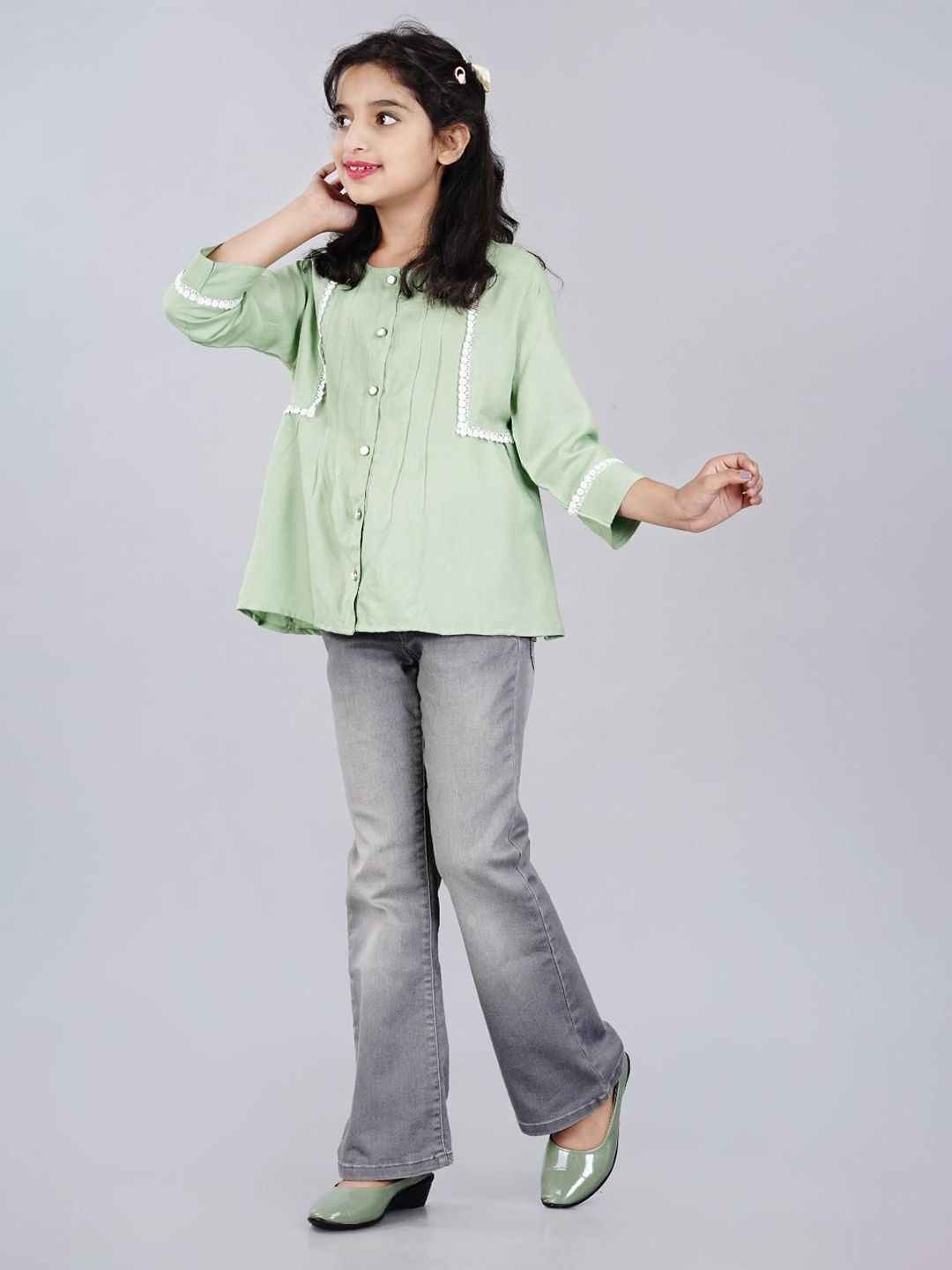 DMP FASHION Girl Round Neck Lace Inserts Cotton Shirt Style Top-picture-19