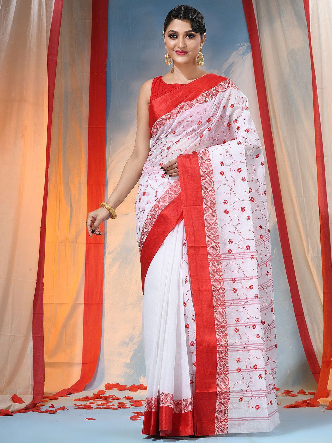 DESH BIDESH Woven Design Pure Cotton Saree-image-49