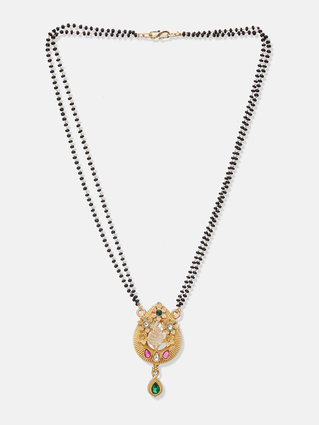 ATIBELLE Set Of 2 Rose Gold-Plated Cubic Zirconia Studded Mangalsutras