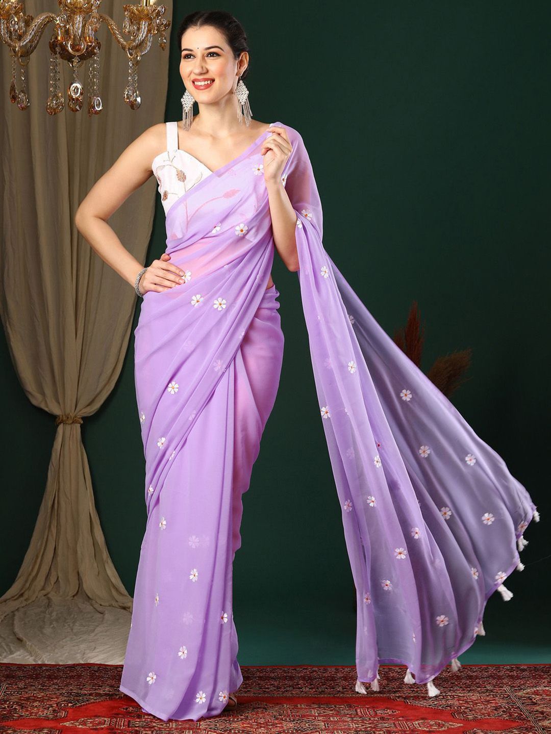 all about you Floral Embroidered Saree-picture-27