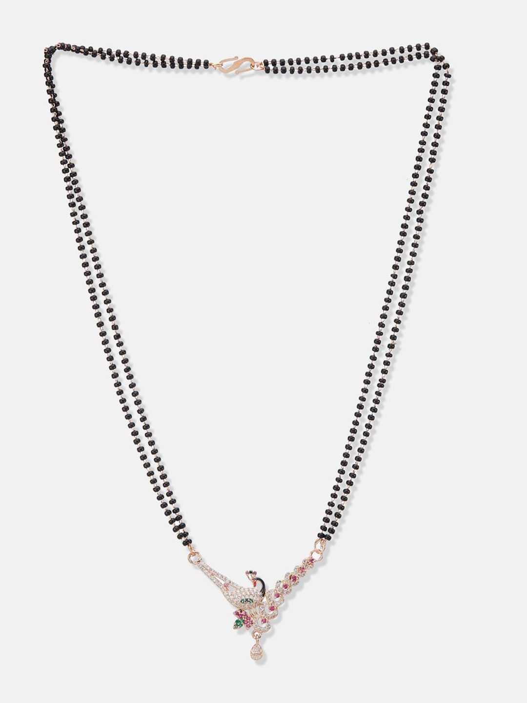 ATIBELLE Set of 2 Rose Gold & Gold-Plated Cubic Zirconia Studded & Beaded Mangalsutras