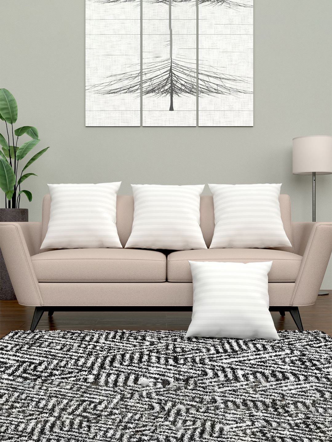 Myntra Elegant Homes 4-Pcs White Pre-FilledSquare CushionsFillers-picture-29