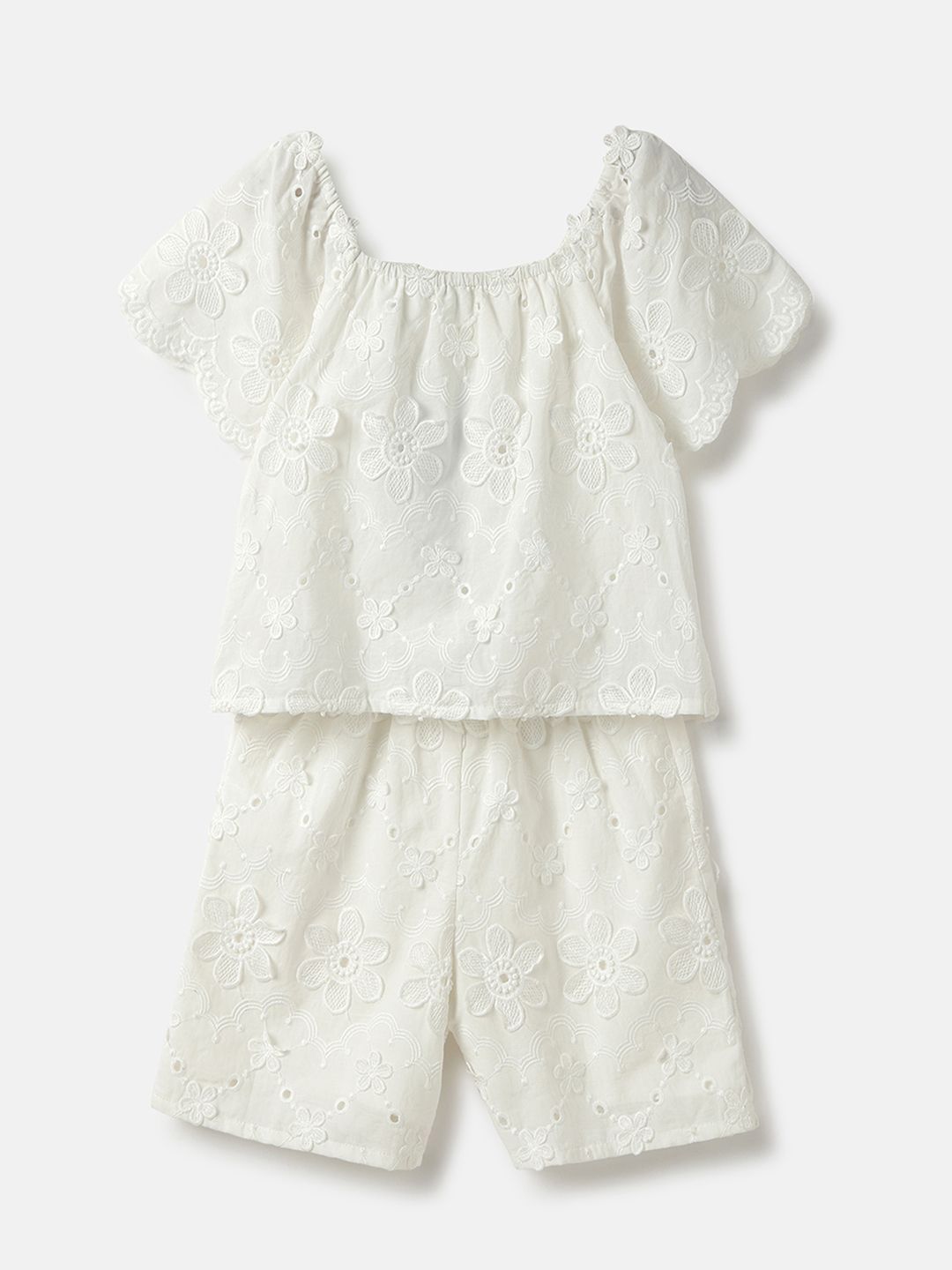 United Colors of Benetton Girls Self Design Square Neck Jumpsuit-picture-42
