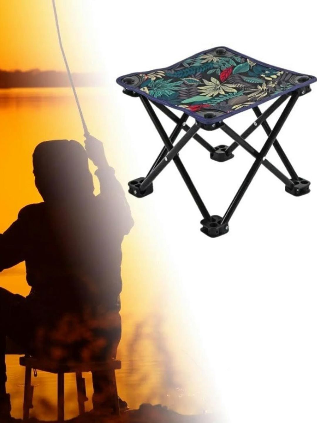 Deoxys Black & Green Printed Foldable Camping Stool-image-27