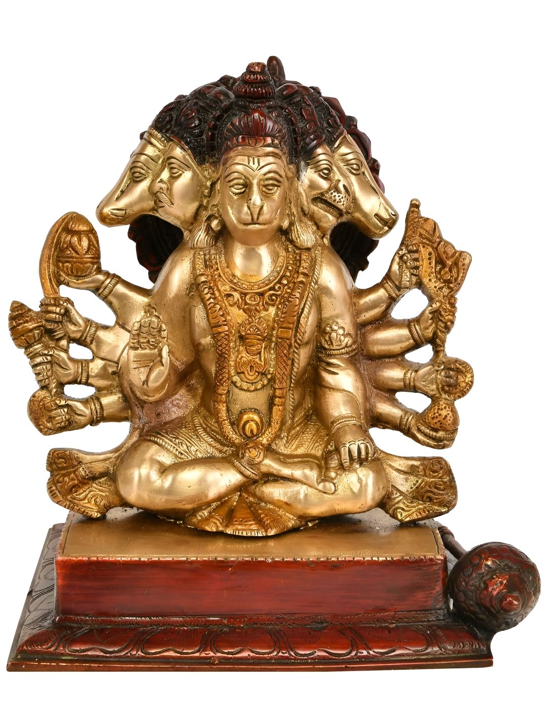 Exotic India Brown & Gold-Toned Five-Headed Hanuman Religious Idol Showpiece-picture-40
