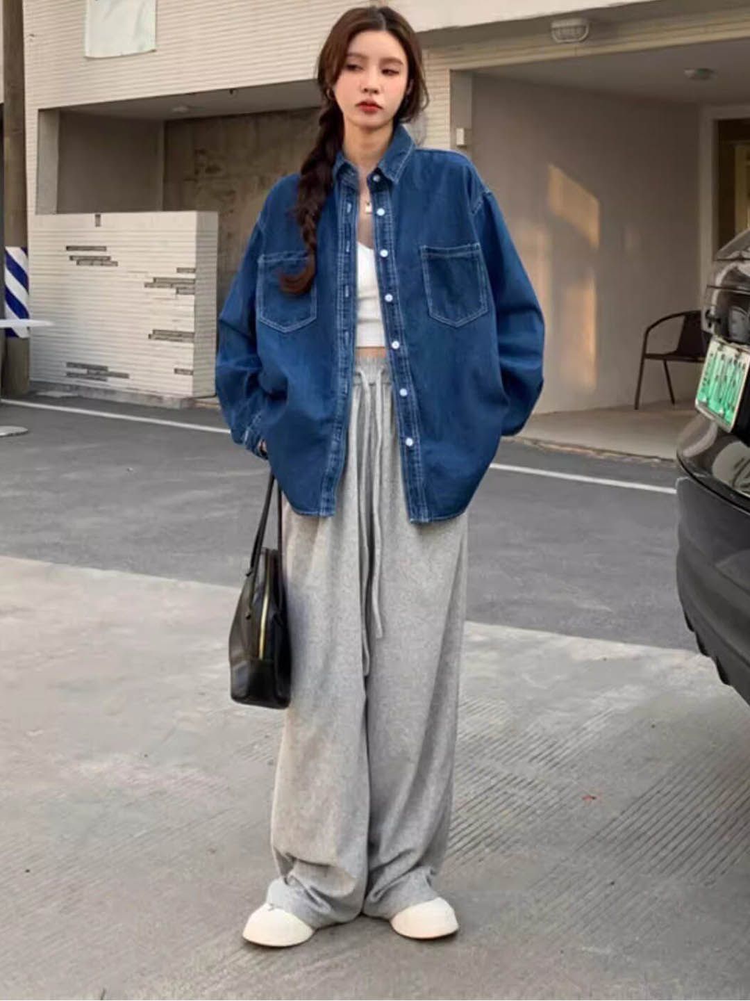 StyleCast Women Outdoor Denim Jacket with Patchwork