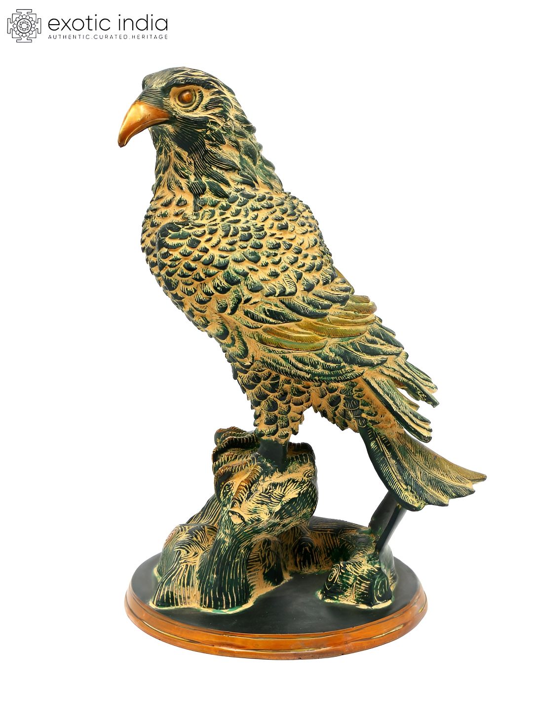 Exotic India Yellow & Grey Eagle Brass Figurine Showpiece-picture-46
