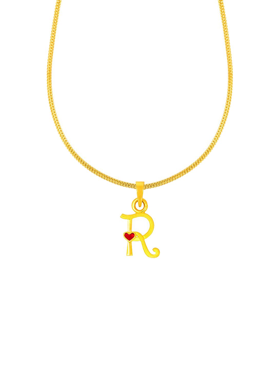 BHIMA 22K BIS Hallmark (916) Yellow Gold Radiant Heart R Initial Pendant-picture-37
