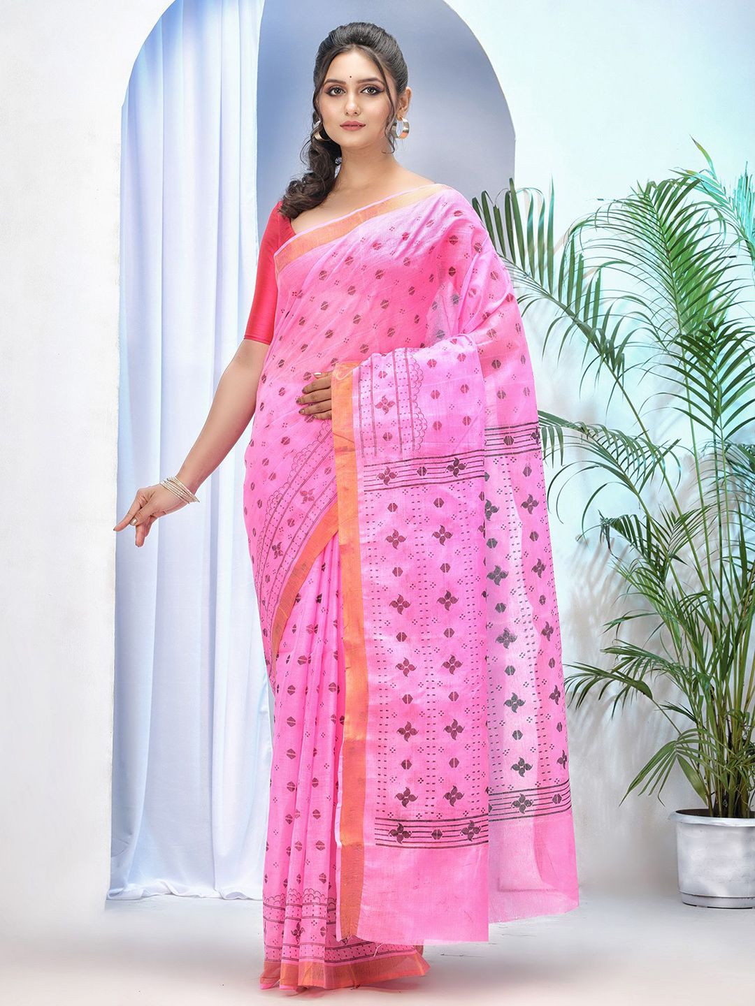 DESH BIDESH Woven Design Pure Cotton Taant Saree-picture-37