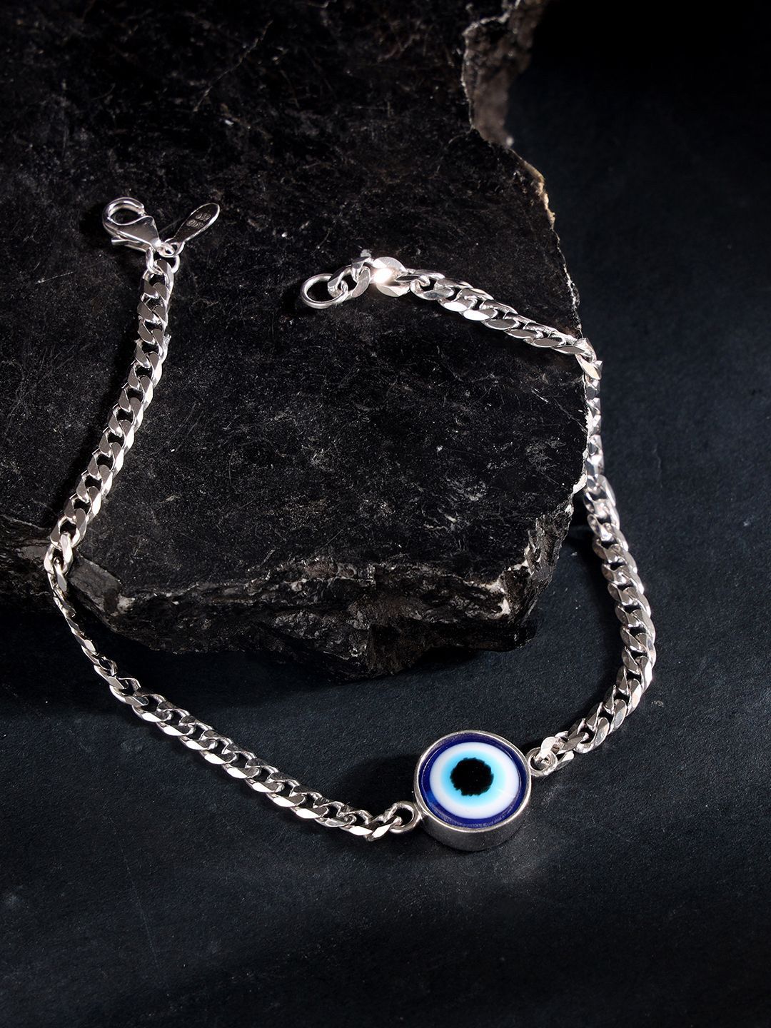 GIVA Men 925 Silver Rhodium-Plated Evil Eye Wraparound Bracelet-picture-16