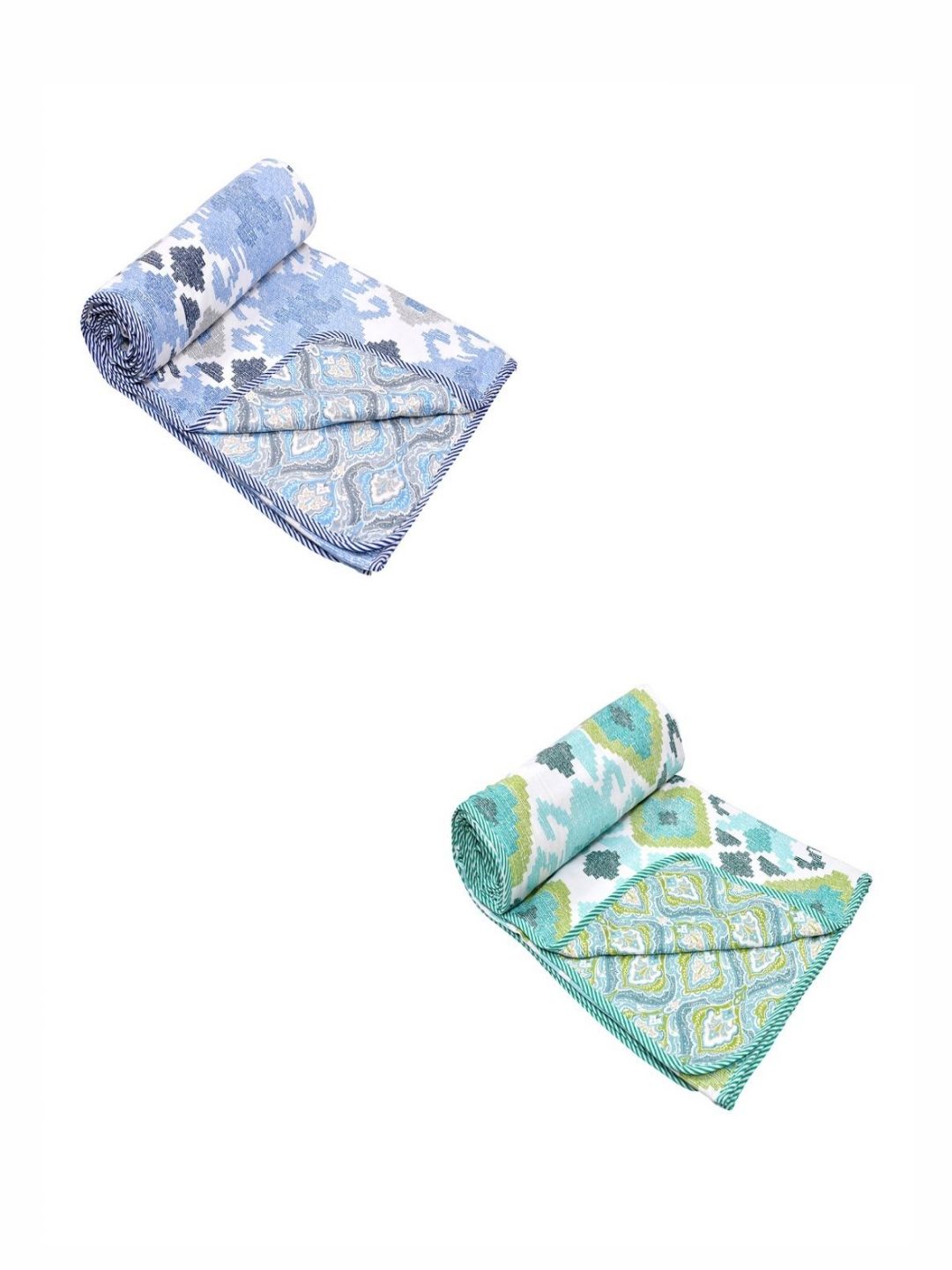 CHICERY Blue & Green 2Pcs Printed AC Room Cotton 210 GSM Single Bed Dohar-picture-36