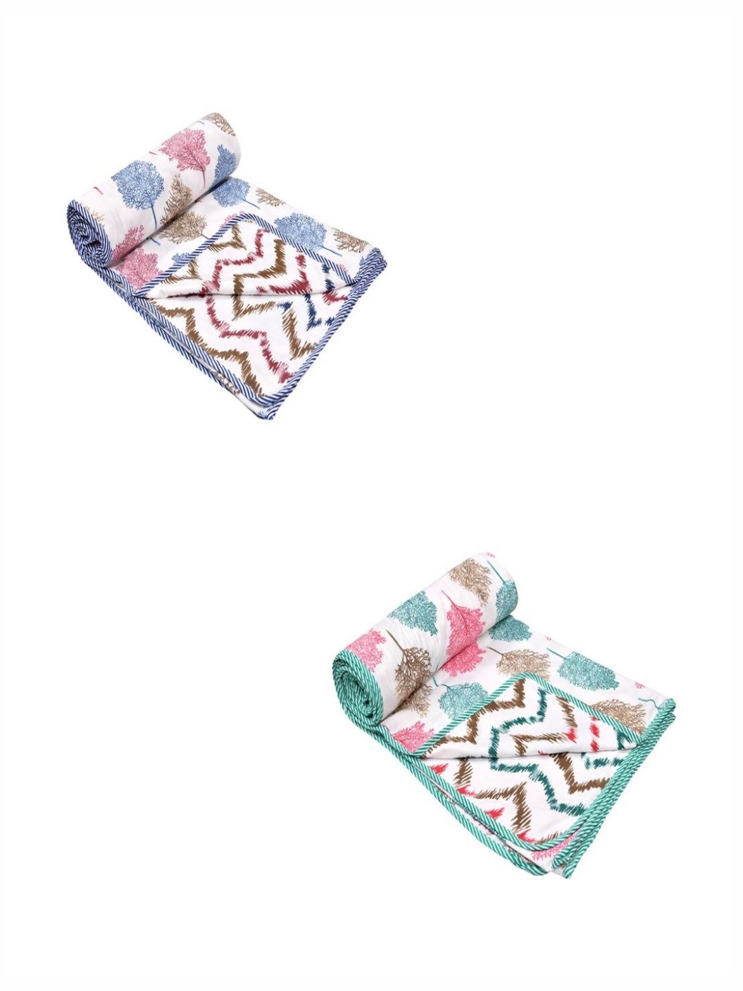CHICERY White & Pink 2Pcs Printed AC Room Cotton 210 GSM Single Bed Dohar-picture-14