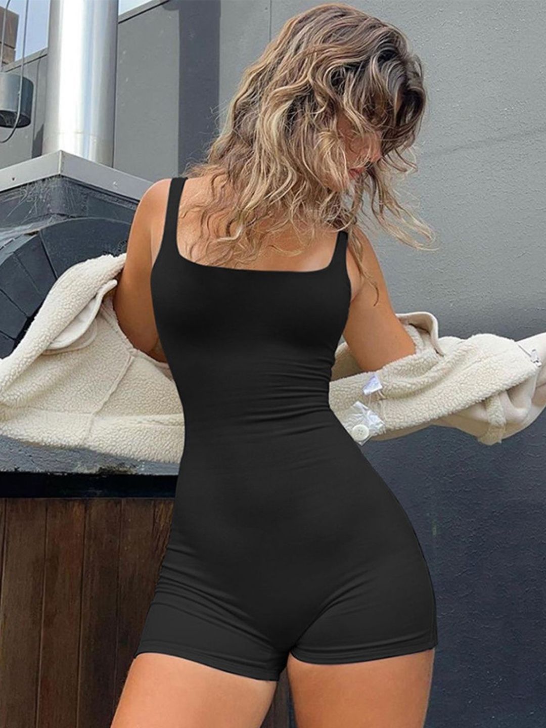 StyleCast Black Shoulder Straps Sleeveless Bodysuit