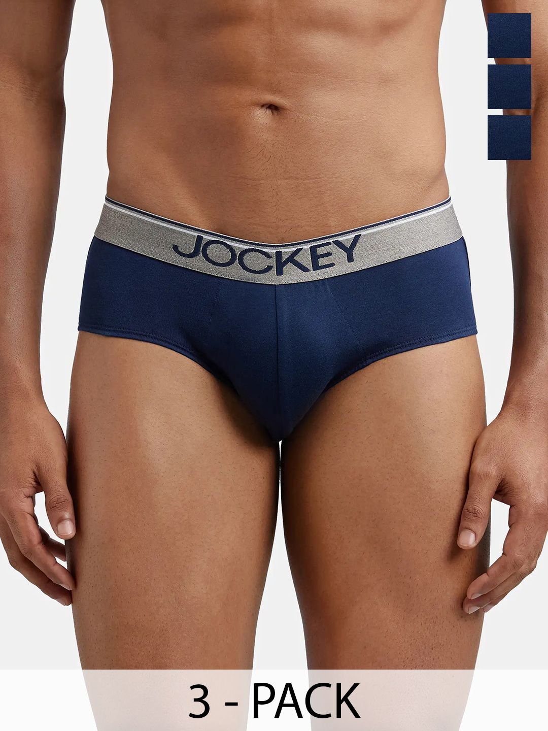 Jockey Pack of 3 Super Combed Cotton Solid Brief with Ultrasoft Waistband-8037-picture-37