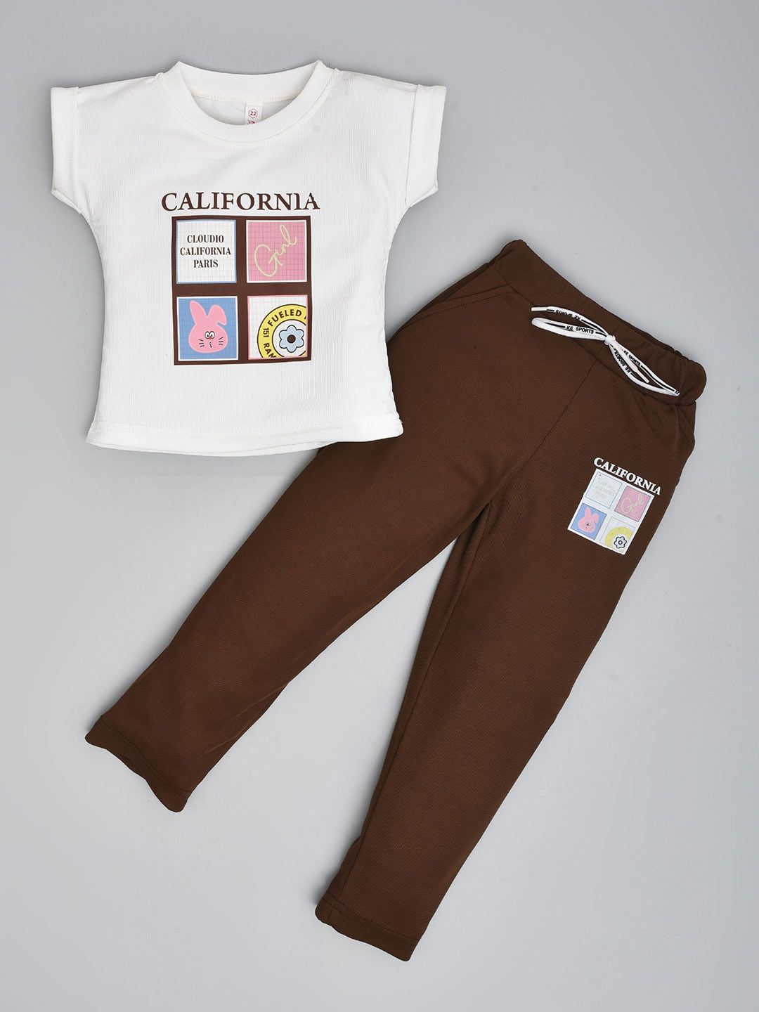 we11 Girls Printed Round Neck Pure Cotton T-Shirt With Trouser-picture-11
