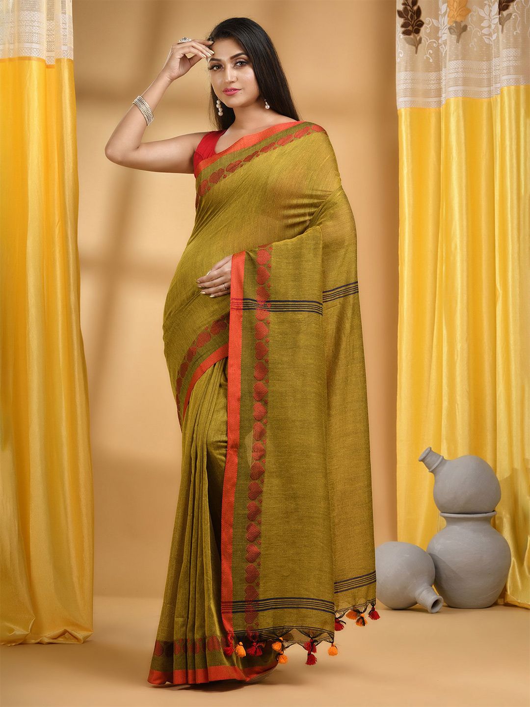 DESH BIDESH Woven Design Pure Cotton Taant Saree-picture-28