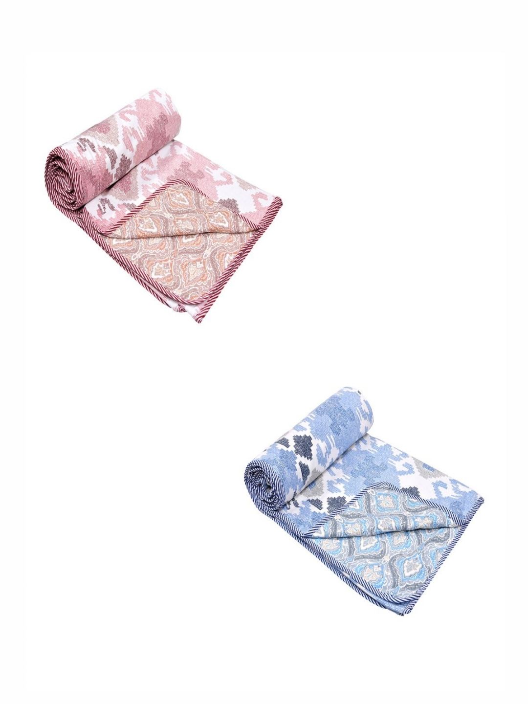 CHICERY Blue & Pink 2Pcs Printed AC Room Cotton 210 GSM Single Bed Dohar-picture-33