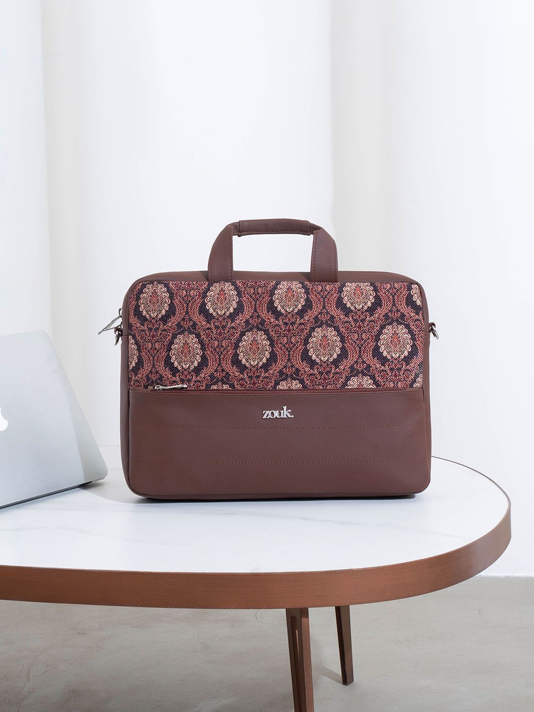 ZOUK Unisex Arin Jodhpur Damask Jute Laptop Bag-picture-42