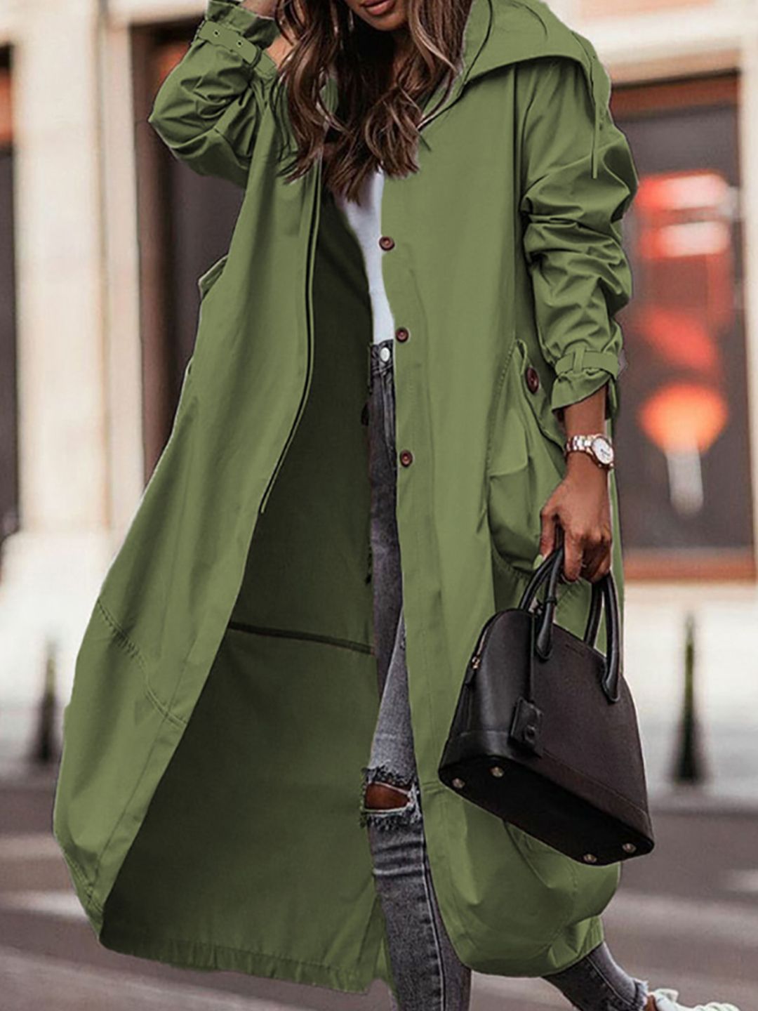 StyleCast x Revolte Hooded Single-Breasted Overcoats