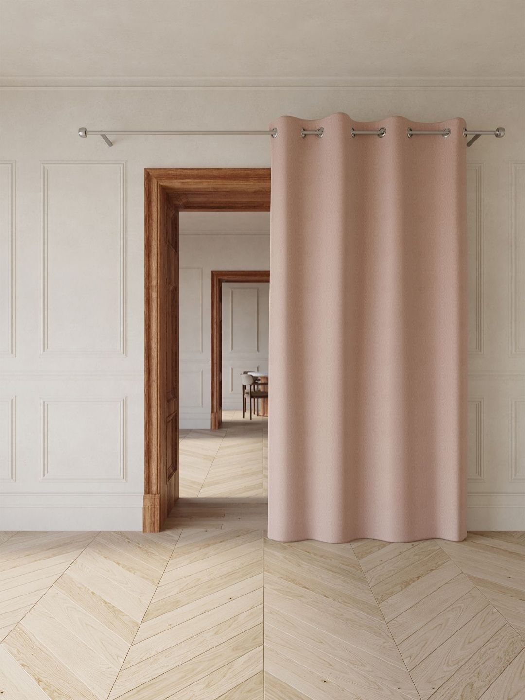 DDecor Pink Abstract Printed Room Darkening Long Door Curtain-image-17