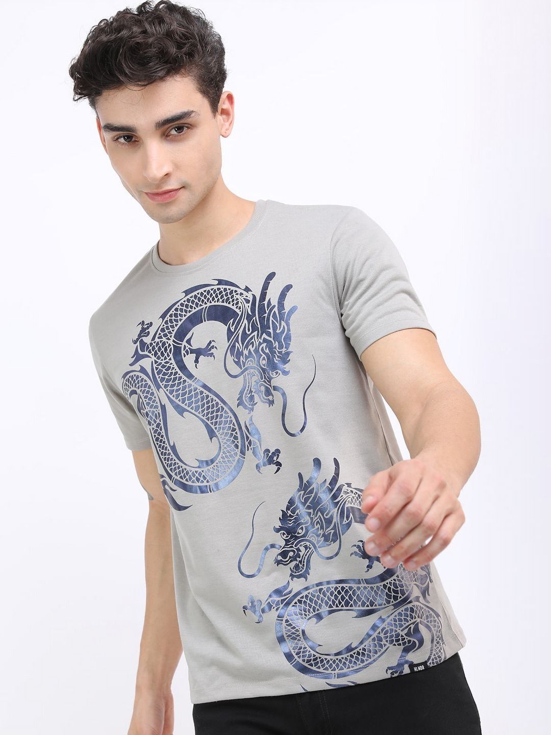 HIGHLANDER Animal Printed Round Neck Slim Fit T-shirt-image-7