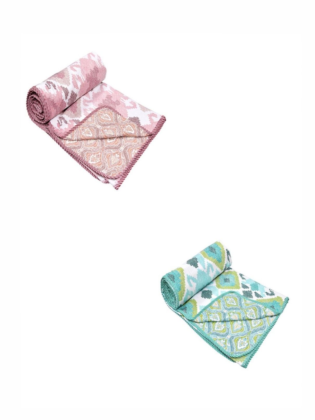 CHICERY White & Orange 2Pcs Printed AC Room Cotton 210 GSM Single Bed Dohar-picture-18