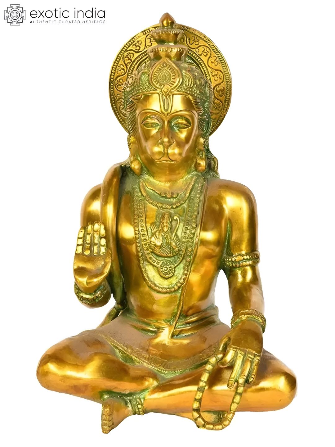 Exotic India Gold-Toned Blessing Hanuman Religious Figurine Showpiece-picture-18